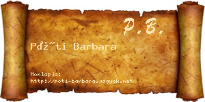 Póti Barbara névjegykártya